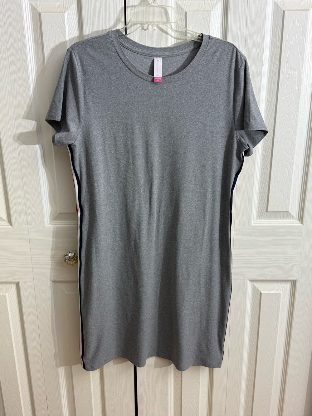 No Boundaries Gray Short Sleeve Tunic with Side Stripe